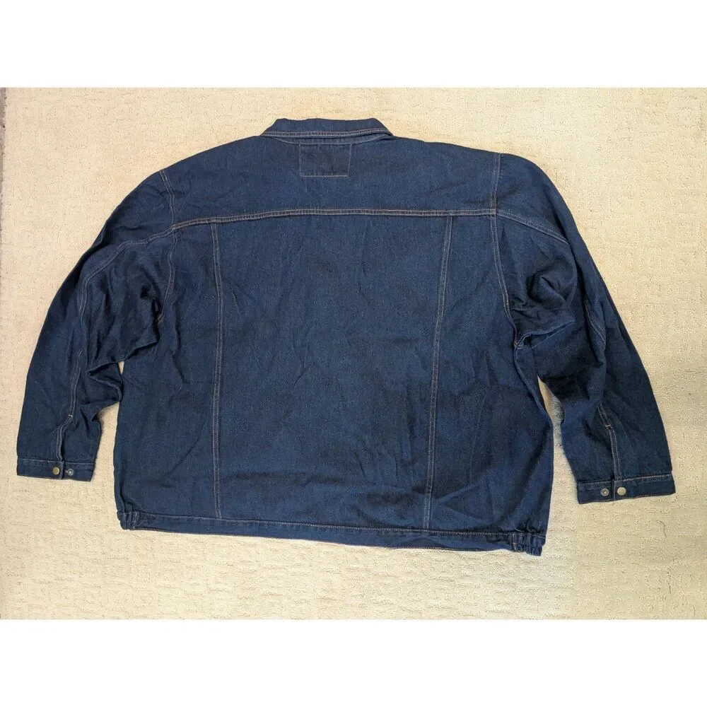 Duke Habrand Denim Jacket Mens Size 4X 4XL Blue Full Zip Orange Thread